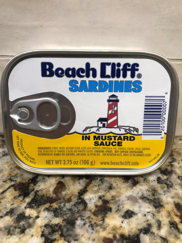 12 CANS Beach Cliff Sardines in Yellow Mustard Sauce Herring Snack Kipper Fresh