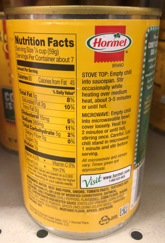 4 Cans of Hormel Chili No Bean Coney Island, 15 oz