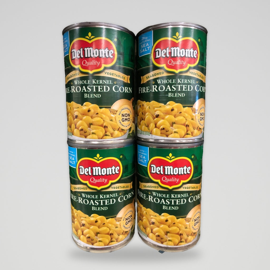 4 Cans of Del Monte Whole Kernel Fire Roasted Corn Blend, 14.75 oz