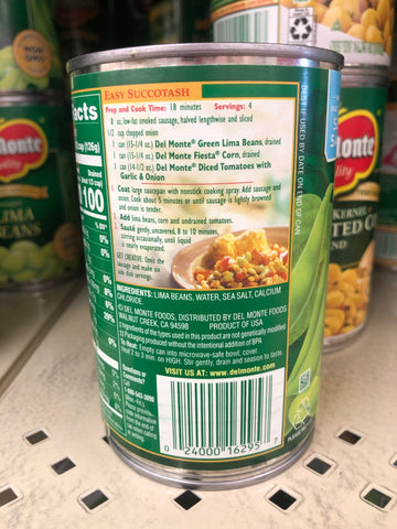 4 CANS Del Monte Quality Harvest Selects Green Lima Beans 15.25 oz Can