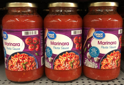 3 JARS Great Value Marinara Spaghetti Pasta Sauce 3 ct 23 oz Jar Tomato