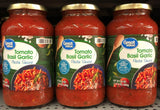 3 JARS Great Value Tomato Basil Garlic Spaghetti Pasta Sauce 3 ct 24 oz Jar