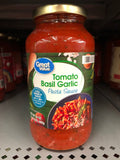 3 Jars of Great Value Tomato Basil Garlic Spaghetti Pasta Sauce 3 ct, 24 oz