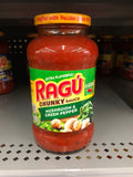 3 JARS Ragu Chunky Mushroom & Green Pepper Spaghetti Pasta Sauce 24 oz Jar