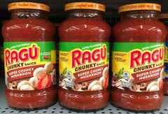 3 JARS Ragu Super Chunky Mushroom Spaghetti Pasta Sauce 24 oz Jar Ragu