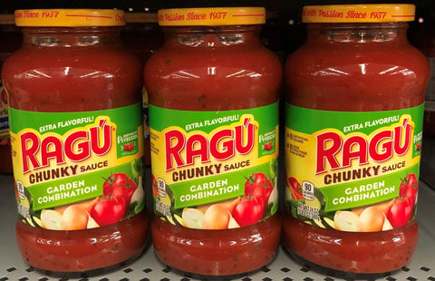 3 JARS Ragu Chunky Garden Combination Spaghetti Pasta Sauce 24 oz Jar