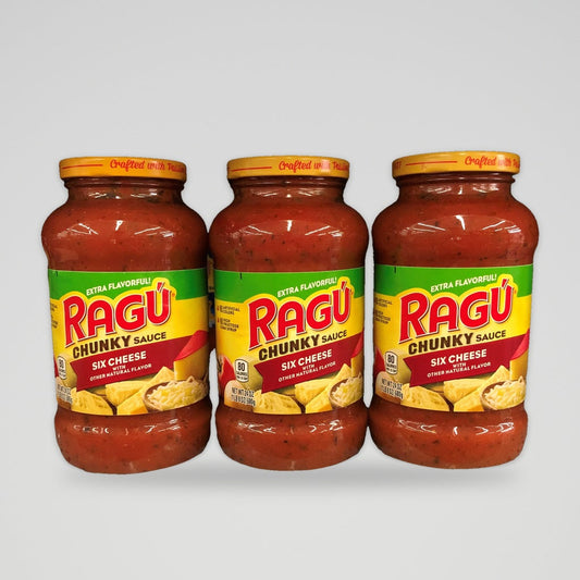 3 Jars of Ragu Chunky Creations Six Cheese Spaghetti Pasta Sauce, 24 oz