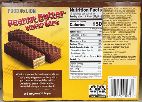 48 Food Lion Nutty Buddy Wafer Bars 4 boxes Chocolate Peanut Butter