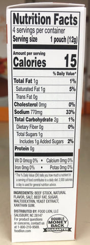 4 Boxes Food Lion Beef Liquid Broth Concentrate 16 Pouches Soup French Dip