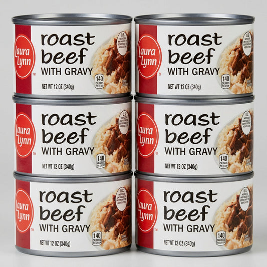 6 Cans of Laura Lynn Fully Cooked Roast Beef in Gravy, 12 oz
