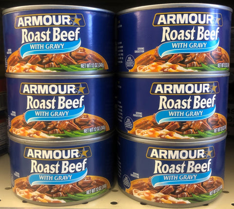 6 CANS Armour Star Fully Cooked Roast Beef With Gravy 12 oz canned meat