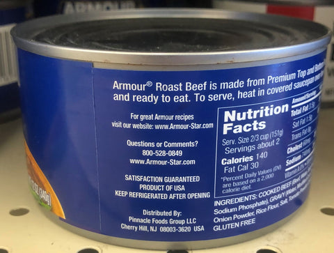 6 CANS Armour Star Fully Cooked Roast Beef With Gravy 12 oz canned meat