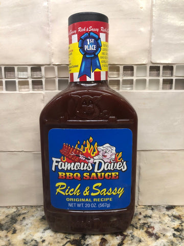 3 Bottles of Famous Dave's Rich & Sassy BBQ Sauce, 20 oz
