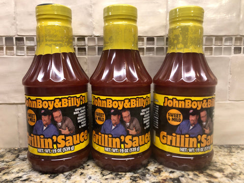 3 Bottles John Boy and Billy's Sweet & Mild Barbecue Grillin Sauce BBQ FREE SHIP