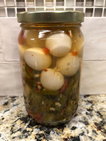 Cajun Classics 7 Farms Pickled Jalapeno Quail Eggs 16 oz Jar Can