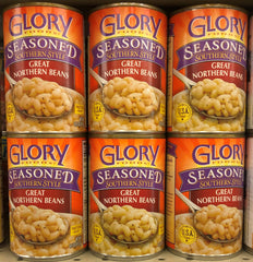 6 CANS Glory Foods Seasoned Southern Style Great Northern Beans 15.5 Oz can