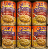 6 CANS Glory Foods Seasoned Southern Style Great Northern Beans 15.5 Oz can