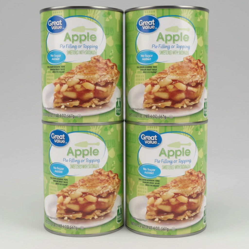 4 Cans of Great Value No Sugar Added Apple Pie Filling & Topping, 20 oz