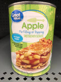 4 CANS Great Value NO SUGAR ADDED Apple Pie Filling & Topping 20 oz