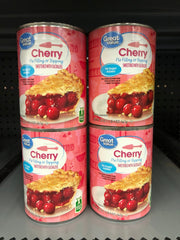 4 CANS Great Value NO SUGAR ADDED Cherry Pie Filling & Topping 20 oz