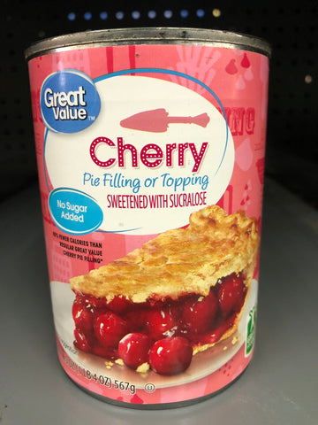 4 CANS Great Value NO SUGAR ADDED Cherry Pie Filling & Topping 20 oz