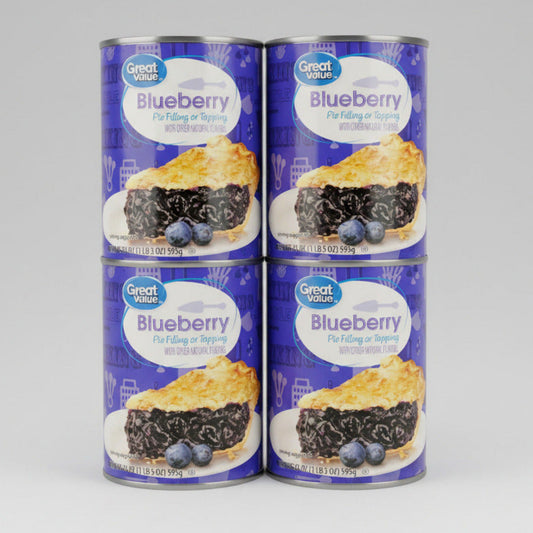 4 Cans of Great Value Blueberry Pie Filling & Topping, 21 oz