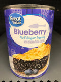 4 CANS Great Value Blueberry Pie Filling & Topping 21 oz Crust Muffin