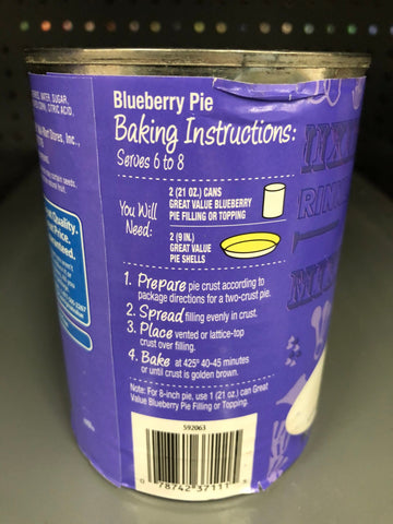 4 CANS Great Value Blueberry Pie Filling & Topping 21 oz Crust Muffin