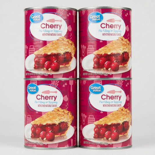4 Cans of Great Value Cherry Pie Filling & Topping, 21 oz