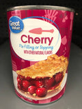 4 CANS Great Value Cherry Pie Filling & Topping 21 oz Icing Crust Pan