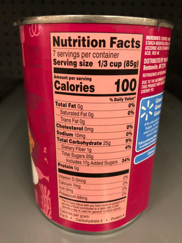 4 Cans of Great Value Cherry Pie Filling & Topping, 21 oz