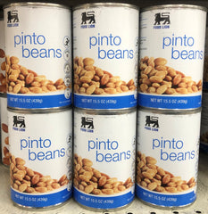 6 CANS Food Lion Pinto Beans 15.5 oz Can Chili Dip Soup Kosher