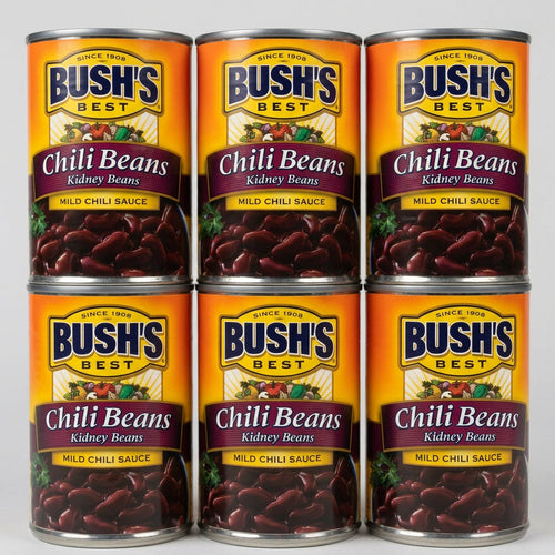 6 Cans of Bush's Chili Beans, Kidney Beans in Mild Chili Sauce, 16 oz