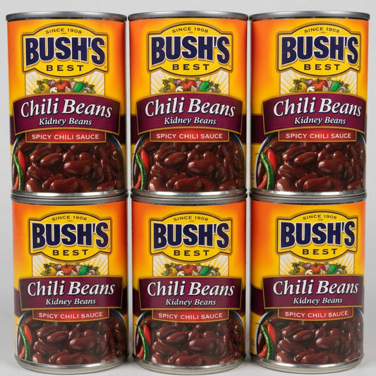 6 Cans of Bush's Chili Beans, Kidney Beans in Spicy Chili Sauce, 16 oz