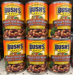 6 CANS Bush's Mixed Kidney & Pinto Beans in a Mild Chili Sauce 15.5 oz Bushs