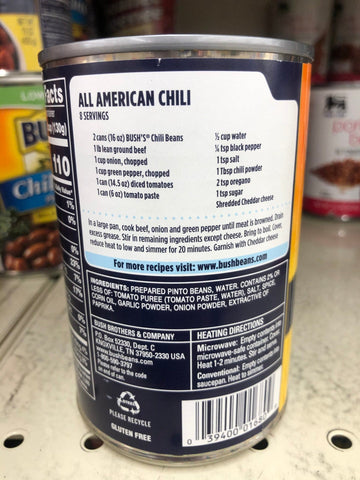 6 Cans of Bush's Best Pinto Beans in Medium Chili Sauce, 16 oz