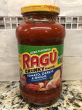 3 JARS Ragu Chunky Tomato, Garlic & Onion Spaghetti Pasta Sauce 24 oz Jar