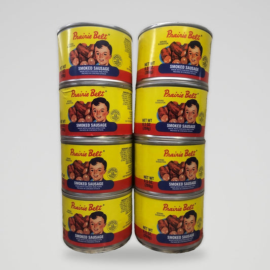 8 Cans of Prairie Belt Smoked Sausage, 9.5 oz