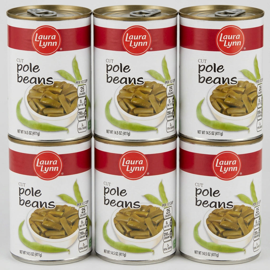 6 Cans of Laura Lynn Cut Pole Beans, 14.5 oz