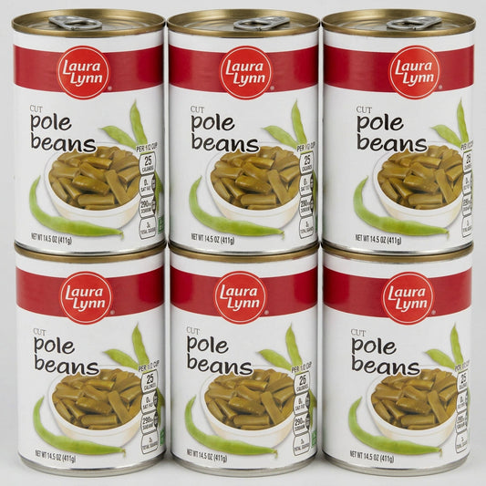6 Cans of Laura Lynn Cut Pole Beans, 14.5 oz