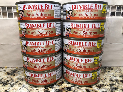 10 CANS Bumble Bee Skinless and Boneless Wild Pink Salmon 5 oz Can FREE SHIP