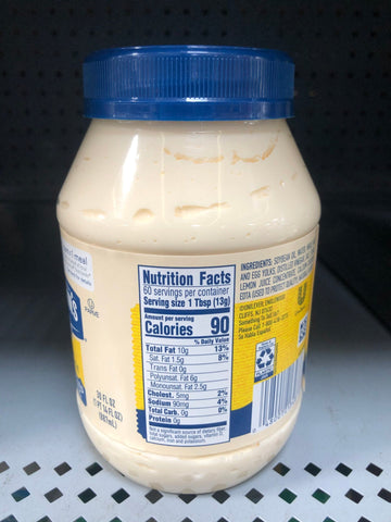 2 Jars of Hellmann's Real Mayonnaise Real Mayo, 30 oz