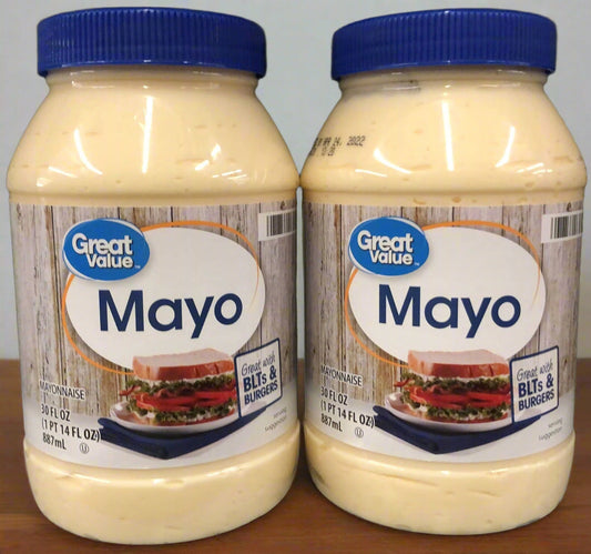 2 Jars of Great Value Real Mayonnaise Mayo, 30 oz