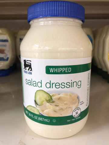 2 Jars of Food Lion Whipped Salad Dressing, 30 oz