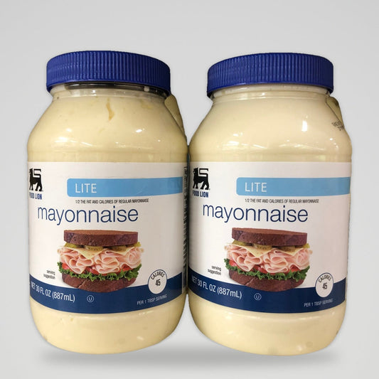 2 Jars of Food Lion Lite Mayonnaise Mayo, 30 oz