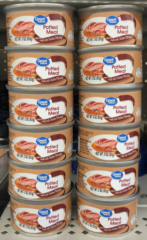 12 Cans Great Value Chicken & Pork Potted Meat 3 oz Sandwich Spread