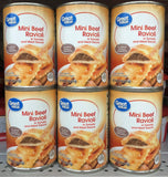 6 CANS Great Value Mini Beef Ravioli in Tomato and Meat Sauce 15 Oz Pasta