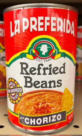 4 CANS La Preferida Refried Beans With Chorizo 16 oz Can Pintos Taco Filing