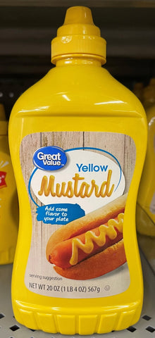 4 Squeeze Bottles of Great Value Yellow Mustard 20 Oz Deli Hot Dog