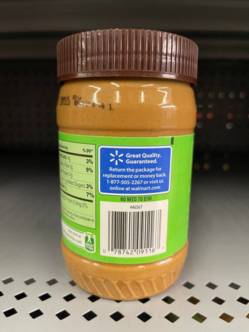 4 Jars of Great Value Natural No Stir Creamy Peanut Butter, 16 oz